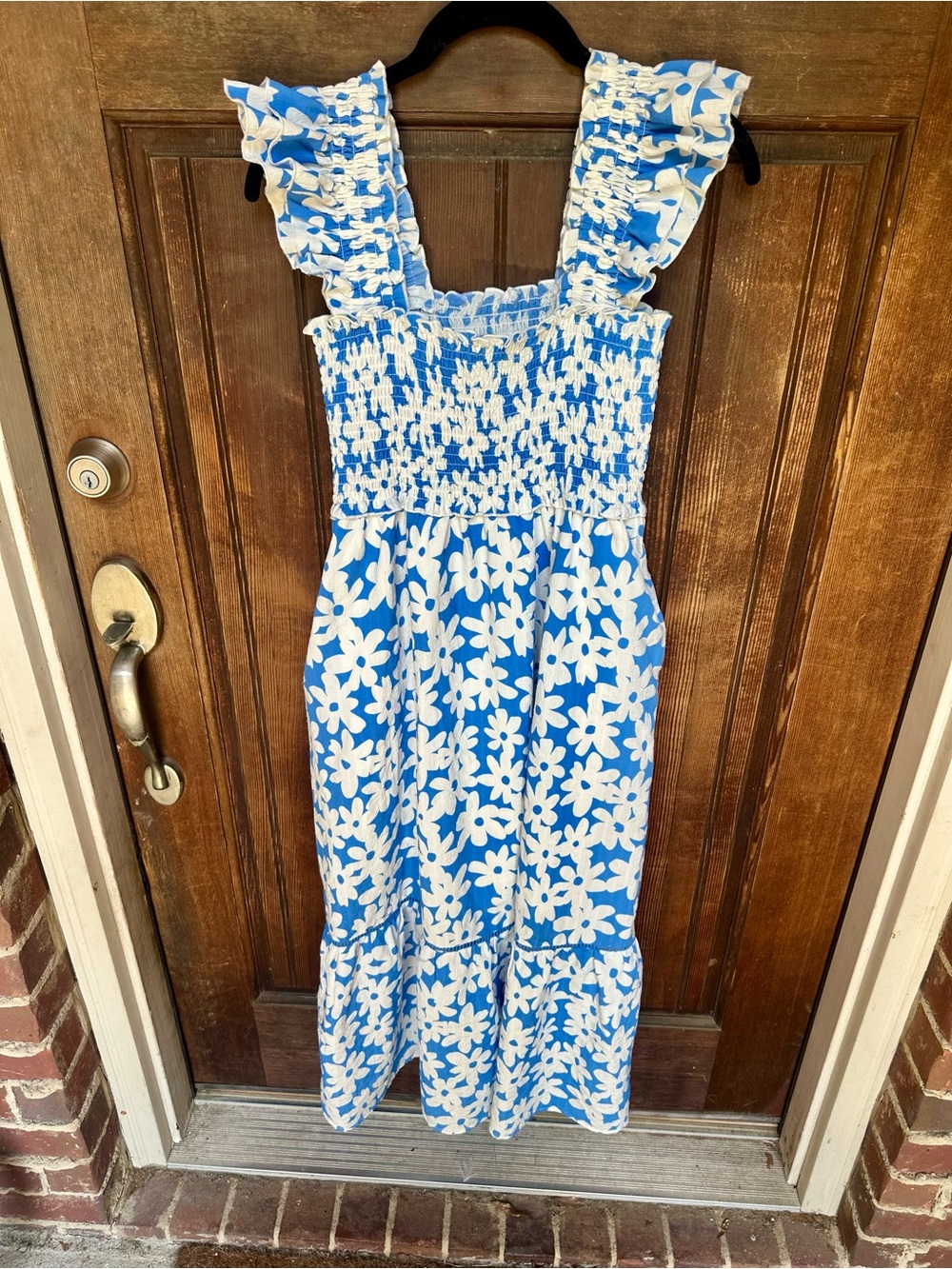 Blue & white floral maxi dress, size XS, boutique